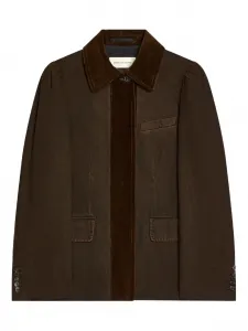 Джинсовый блейзер с бархатной отделкой Dries Van Noten, коричневый