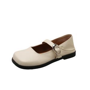 WUJI Женские туфли Мэри Джейн на массивном каблуке экрю, цвет Ecru