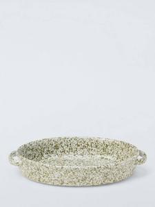 Фермерская керамическая сервировочная тарелка с крапчатой глазурью и ручками John Lewis, Green