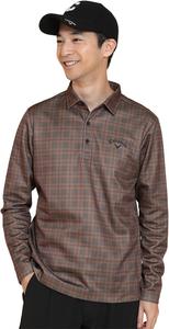 Мужская рубашка-поло Callaway с длинным рукавом (в клетку) / Внутренняя подкладка для гольфа / C24233114, коричневый
