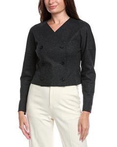 Lafayette 148 New York Двубортное платье со спущенными плечами, из смеси шерсти и кашемира, синий