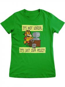 Футболка с надписью It's Not Logical It's Just Our Policy Girly Tee зеленого цвета Garfield
