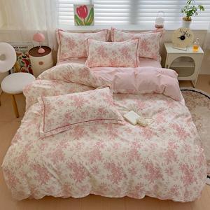 UJNHGQ Комплект постельного белья из 100% хлопка с ярким пасторальным цветочным принтом Color 4
