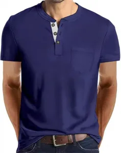 Мужская футболка Henley с коротким рукавом, карманом и быстрой сушкой MBDWWLC
