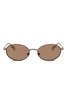 Солнцезащитные очки в овальной оправе Swarovski, коричневый