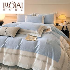 LUOLAI HOME Комплект постельного белья, 4 предмета, простыня на резинке 180х200 см, пододеяльник 220х240 см, Victoria, Chang Song Lan