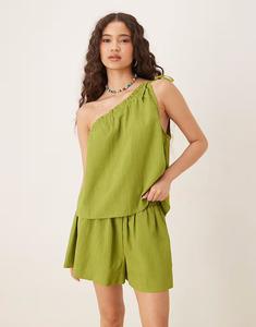 Топ на одно плечо цвета лайм Asos Design