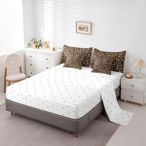 Erosebridal Комплект постельного белья Leopard Print Cheetah Decor Bedding Set африканский сафари с принтом животных, Brown Black