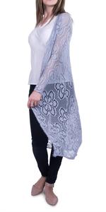 Длинный вязаный кардиган Clara в цвете голубо-серый Gigi Moda, голубо-серый