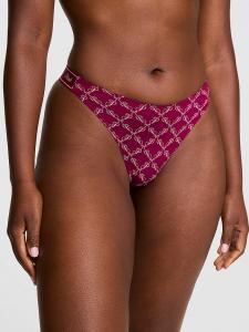 Трусики-Стринги с высоким вырезом и логотипом из блестящего хлопка Pink, smooth magenta rose p bow print