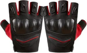 Мотоциклетные перчатки без пальцев - дышащие защитные мотоциклетные перчатки, летняя экипировка для езды | Перчатки без пальцев, нескользящая ладонь, удобные перчатки, перчатки и многое другое, Black Red
