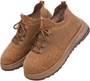 Повседневные снежные ботинки для женщин, дышащая сетка, с плюшевой подкладкой, для прогулок на улице, утепленные, с круглым носком, ботильоны Generic, Yellow