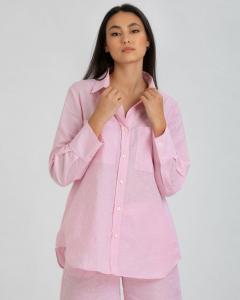 Классическая женская блузка Dafne из льняной смеси с карманами PIETRO BRUNELLI MILANO, Candyfloss