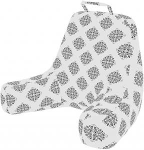 Абстрактная наволочка для подушки для чтения Ambesonne, повторяющийся узор из детальных художественных элементов на однотонном фоне, мягкая набивная наволочка из ткани, размер XL, угольно-серый и белый цвета., Charcoal Grey And White