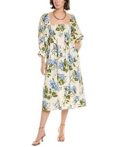 Femme Society Миди-платье из льняной смеси, синий