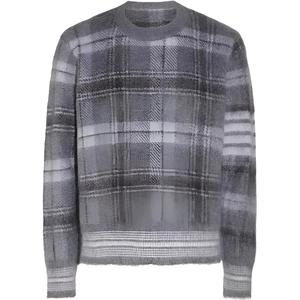 Тартановый свитер с длинными рукавами THOM BROWNE, серый