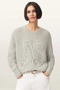 Шерстяной свитер с цепочкой AllSaints, серый