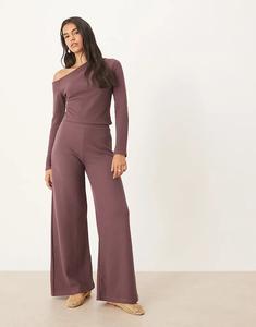 Супермягкие брюки-комбинезон ASOS DESIGN цвета пыльной сливы - ПУРПУРНЫЙ