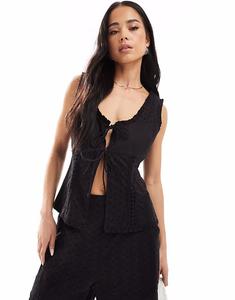 Топ-комбинезон с вышивкой ASOS DESIGN, черный