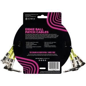 Комплект из 3 соединительных кабелей Ernie Ball, 1 фут, черный