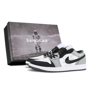 Jordan Баскетбольные кроссовки Air 1 с низким верхом, износостойкие, винтажные, унисекс, черно-серые