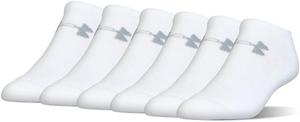Тренировочные носки Under Armour Adult Cotton, невидимые, несколько пар, White/Gray (6 Pairs)