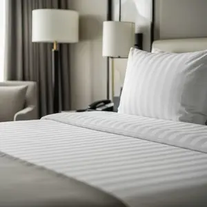 Постельное белье для гостиниц, 100% хлопок, дамасская полоска, 20 мм, белый, размер наволочки: 50x70 см Timex-Pol