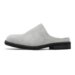 WEISHIBANGWEI Мужские противоскользящие тапочки с закрытым носком на резиновой подошве, длинный флис, зеленые, цвет Long Fleece Green