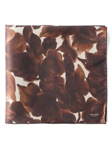 Prada шарф с цветочным принтом, коричневый