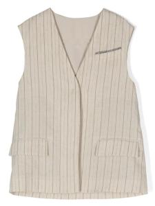 Жилет в тонкую полоску Brunello Cucinelli Kids, нейтральный