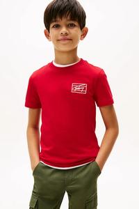 Детская хлопковая футболка Tommy Hilfiger, красный