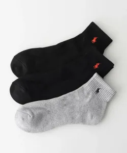 Комплект из 3 пар: короткие носки с ворсистой подкладкой и поддержкой свода стопы Polo Ralph Lauren, цвет 02. Gray X Navy X Black