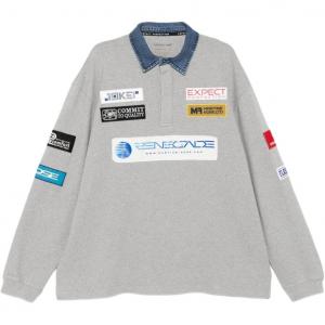 Футболка-поло с джинсовым воротником и нашивкой с логотипом Martine Rose, серый