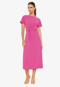 Платье-Миди средней длины с узлом сбоку, прямого кроя. Lipsy, Pink