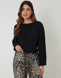 Вязаный джемпер Threadbare Popcorn с косой горловиной, черный