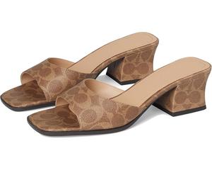 Туфли COACH Sculpted C Coated Canvas Block Heel Sandals, желто-коричневый