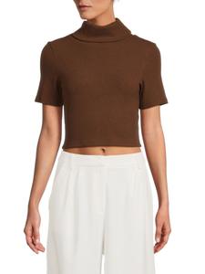 Укороченный топ-водолазка Anne в рубчик Area Stars, коричневый