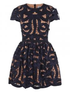 Вышитое мини-платье Self-Portrait, синий