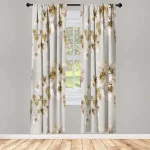 Шторы ABAKUHAUS с цветочным рисунком, комплект из 2 панелей для гостиной/спальни, акварельный стиль шебби-шик, натуральные лепестки цветов в нежных тонах, 150 см x 225 см, серо-желтый Abakuhaus