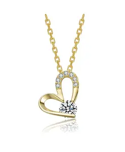 Ожерелье с подвеской в форме сердца, покрытое 14-каратным золотом и прозрачным кубическим цирконием Rachel Glauber, gold