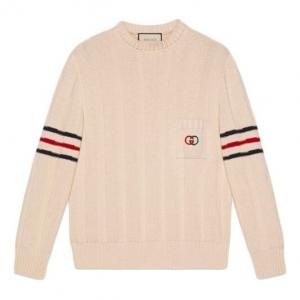 Свитер double g cotton knit sweater male white Gucci, белый