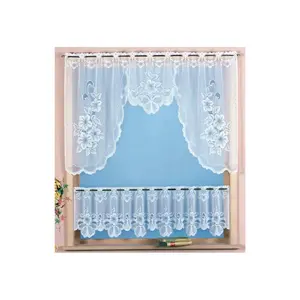 Штора Scheibengardine Provance с продевом на штангу, 2 шт., бистро, жаккард, флоральная, цветочная, 2-частный комплект, штора, тюль Weckbrodt, белый