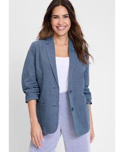 Классический женский блейзер из хлопка и льна Olsen, Indigo denim melange