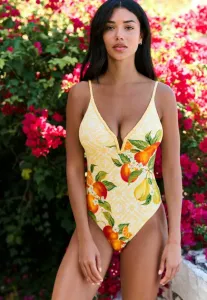 Купальник прямого кроя с плетеным вырезом и глубоким декольте, с эффектом утягивания живота. B By Ted Baker, Yellow Fruit