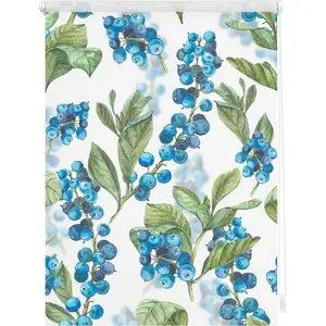 Рулонная штора LICHTBLICK Seitenzugrollo Klemmfix мотив черника Защита от света без сверления, свободно подвешенная, с печатью Lichtblick Original, синий/белый