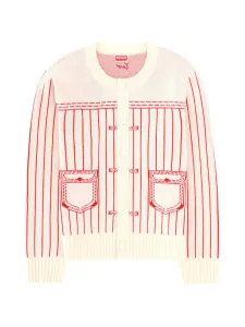 Кардиган в полоску с карманами Kenzo, бежевый