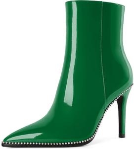 Ботильоны Joseywade на высоком каблуке для женщин, с заостренным носком, тонким стойким каблуком, боковой молнией, короткие ботинки с бусинами