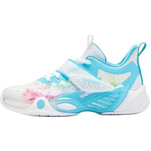 Детские баскетбольные кроссовки с низким верхом, устойчивые к истиранию и скольжению, с защитой от ударов QIAODAN, белый/синий