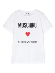 Футболка с вышитым логотипом Moschino Kids, белый
