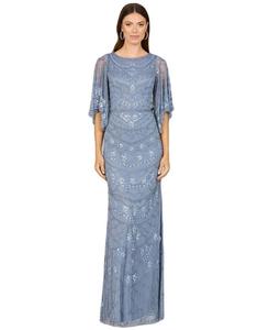 Женское платье с высоким воротником, рукавами-кейпами и бисером Lara, Dusty Periwinkle